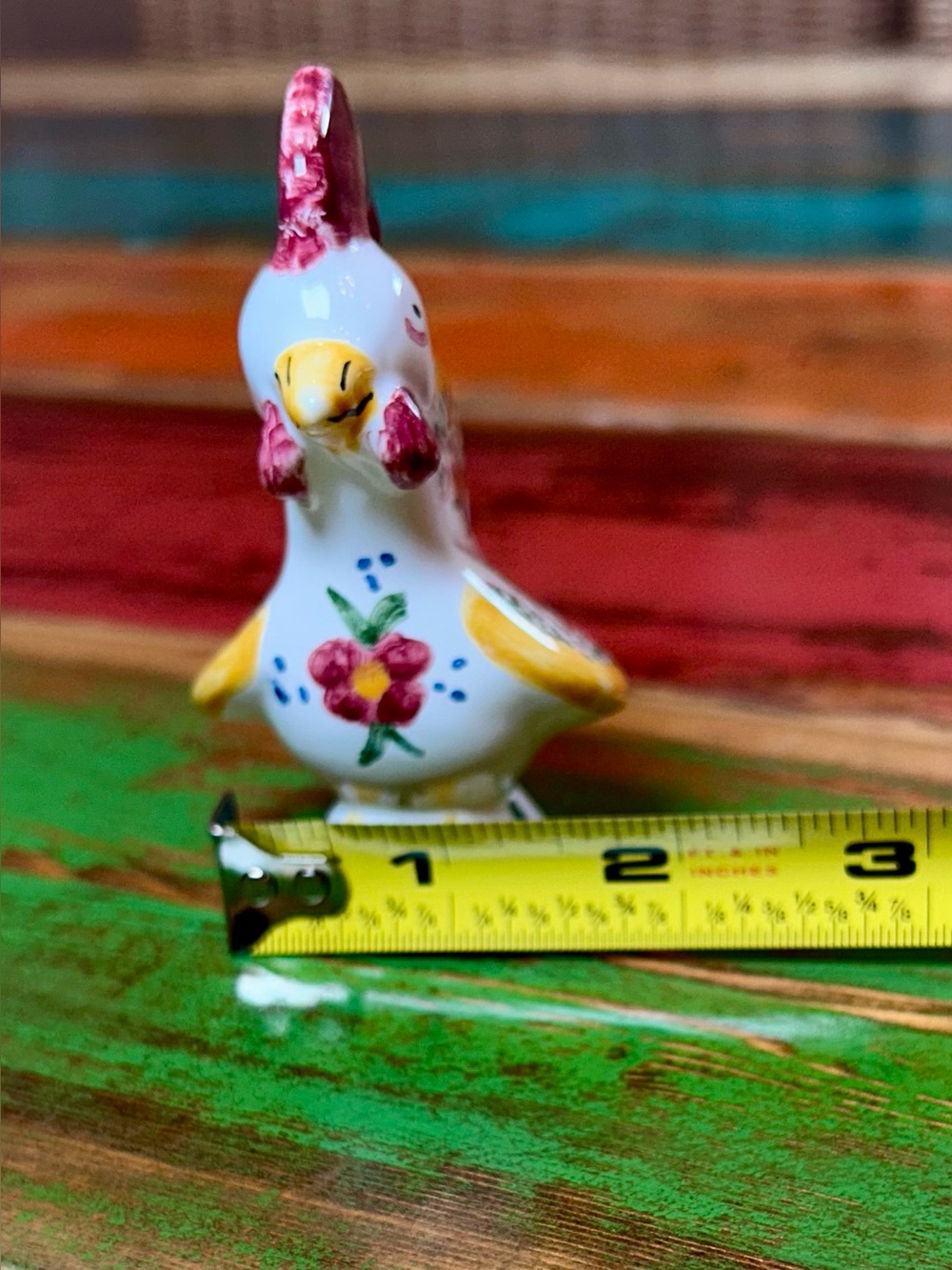 Vintage Portuguese Good Luck Rooster Figurines Hand Painted Pair Signed - Picture 10 of 11